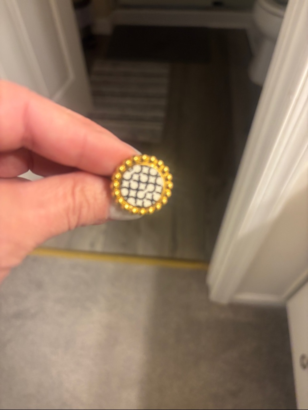Coach Gold-Tone ring with Black and white logo Center - Picture 6 of 7